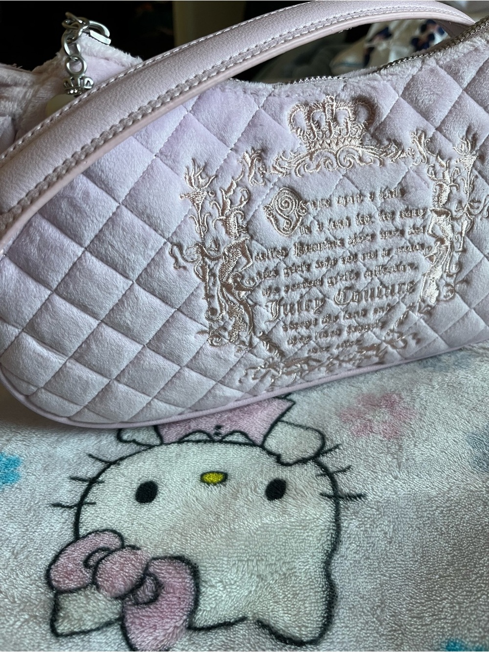 Juicy Couture Quilted Mini Top-Handle Bag in Pale Pink